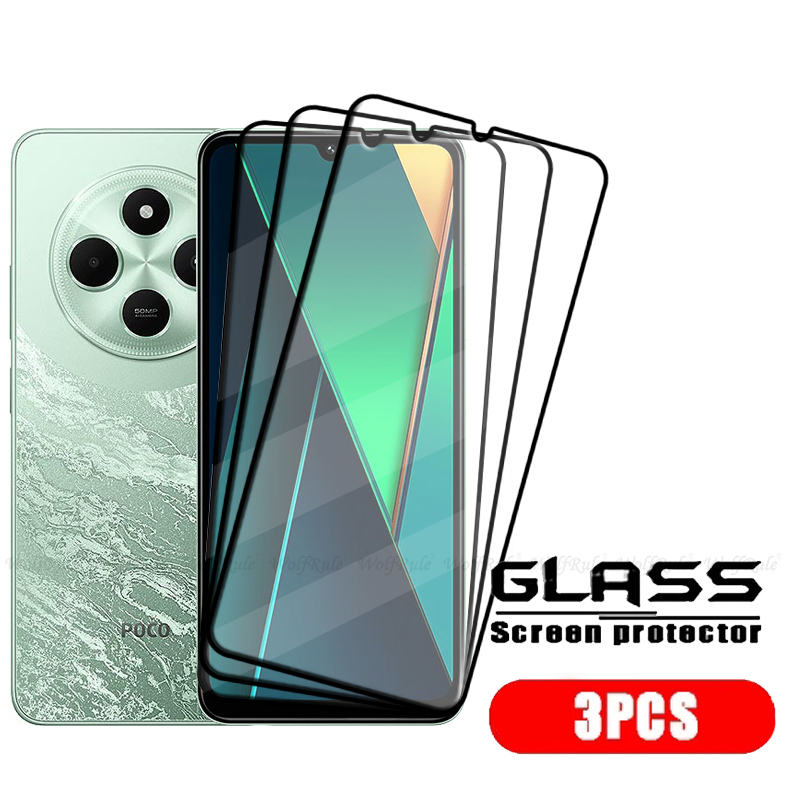 4 Uds para Poco C75 vidrio Xiaomi Poco C75 vidrio templado 9H HD protección de teléfono pegamento de cubierta completa para Protector de pantalla Poco C75 C 75: Rosa dorada