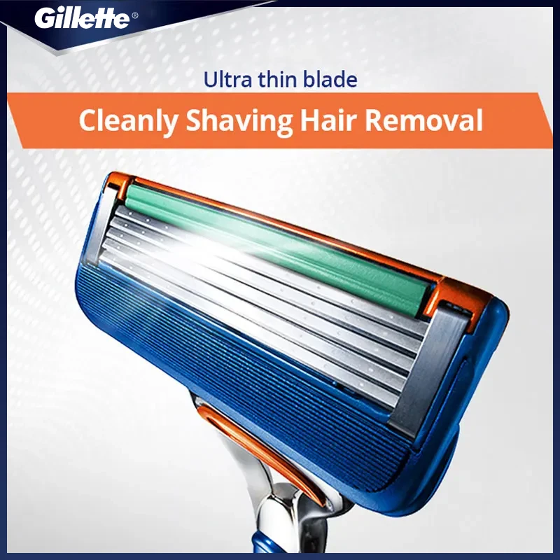 Gillette-cuchillas de afeitar de la serie Fusion, cabezales de corte de barba de repuesto de 5 capas, 4 cuchillas de piezas para afeitadora Gillette Fusion