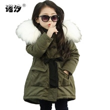 Girls clothes kids winter hooded thickening cotton jacket girl clothes long style coat child warmly jacket girls cute tops 3-11Y