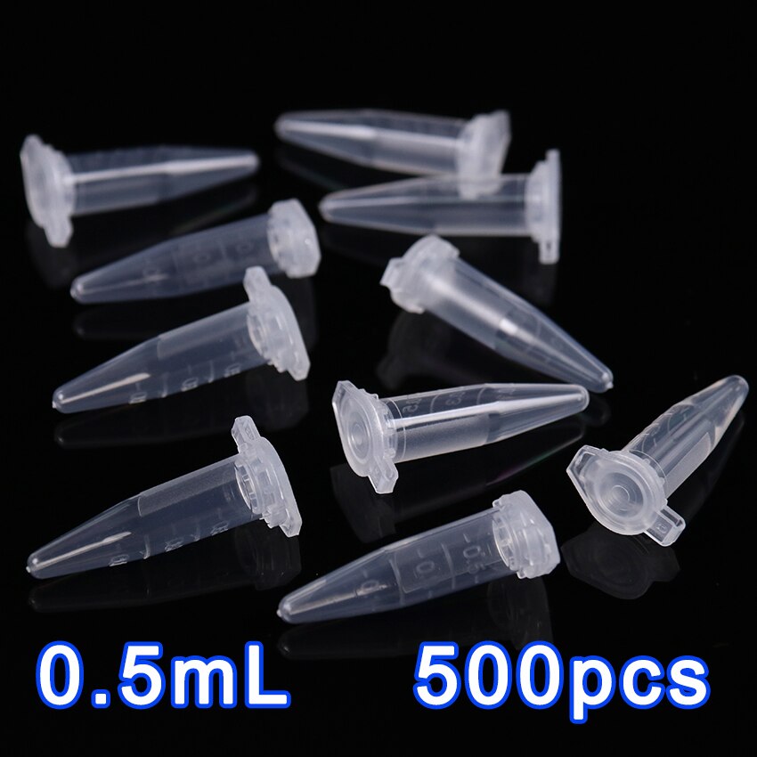 500PCS , 0.5ml Lab Mini Plastic Test Tube Centrifuge Vial With Scale Snap Cap Clear Centrifuge Tubes Laboratory Supplies