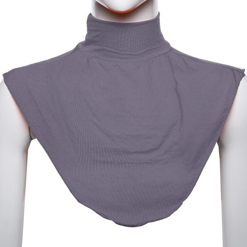 Women Turtleneck Dickey Muslim Modal Detachable Half Top Solid Color False Collar Islamic Hijab Extension Neck Cover: Dark Grey