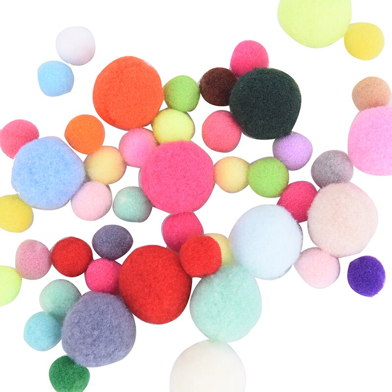 100 Pcs Mixed Soft Round Shaped Pompom Balls Fluffy Pom Pom For DIY Garment Keychain Handcraft 10mm 20mm