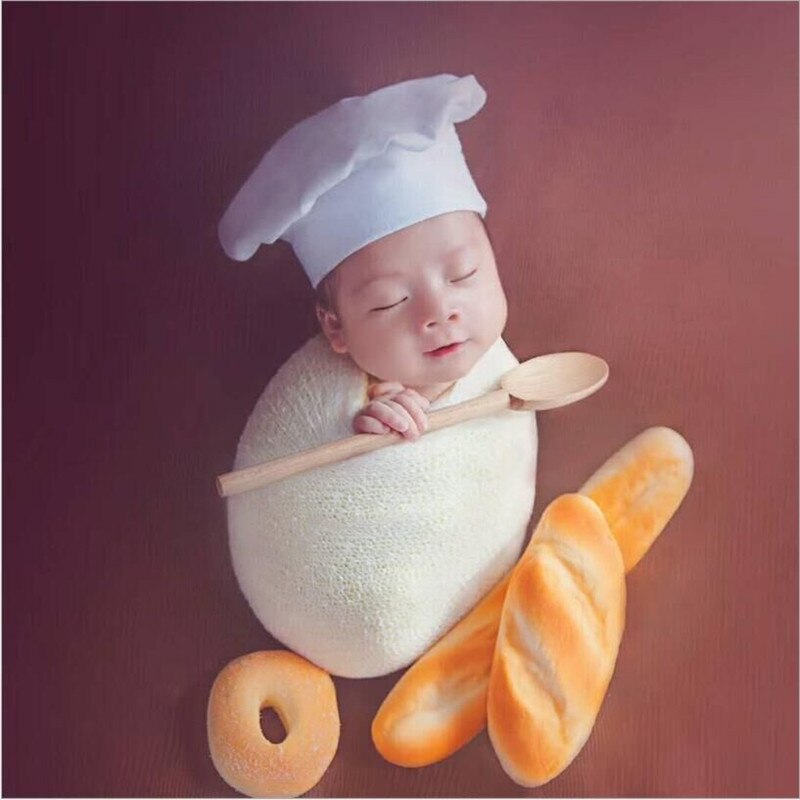 Newborn Photography Props Costume Little Chef Hat Photo Props for Bread Clothing Suit for Baby Girls Boys Photo Shooting Outfit