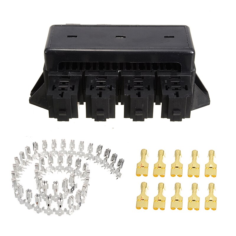 20 Slot Blade Fuse Holder 8 Way Relay Circuit Box Protector Block For Car With 10 * Terminals For Automotive Marine Accessories