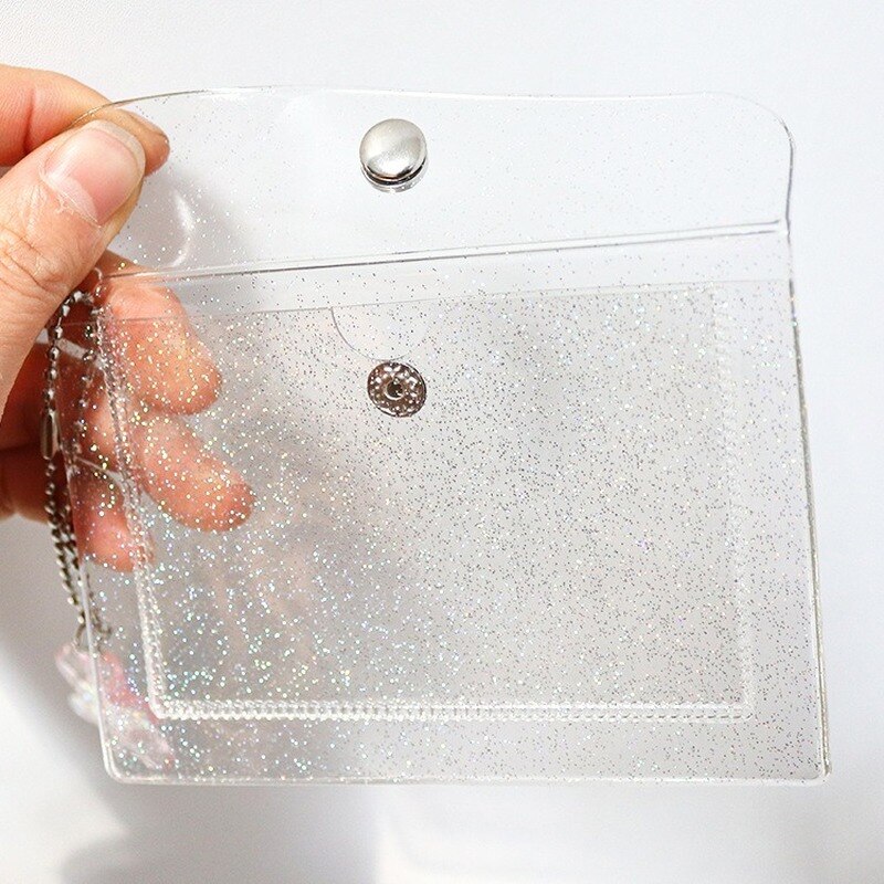1PC porta carte di credito trasparente portafoglio per monete porta carte di credito per ragazze porta carte di credito porta Badge porta carte d'identità con portachiavi