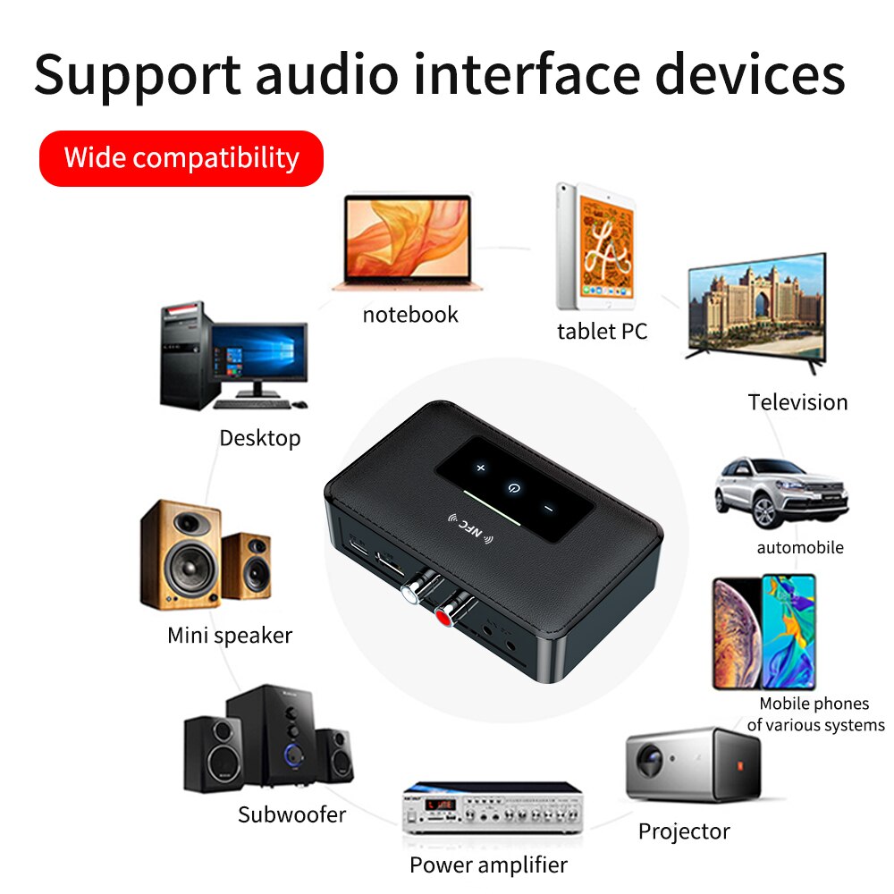 Bluetooth Rca Ontvanger 5.0 Aptx Ll Nfc 3.5Mm Jack Aux Draadloze Adapter Muziek Voor Tv Auto Rca Hifi Stereo audio Ontvanger