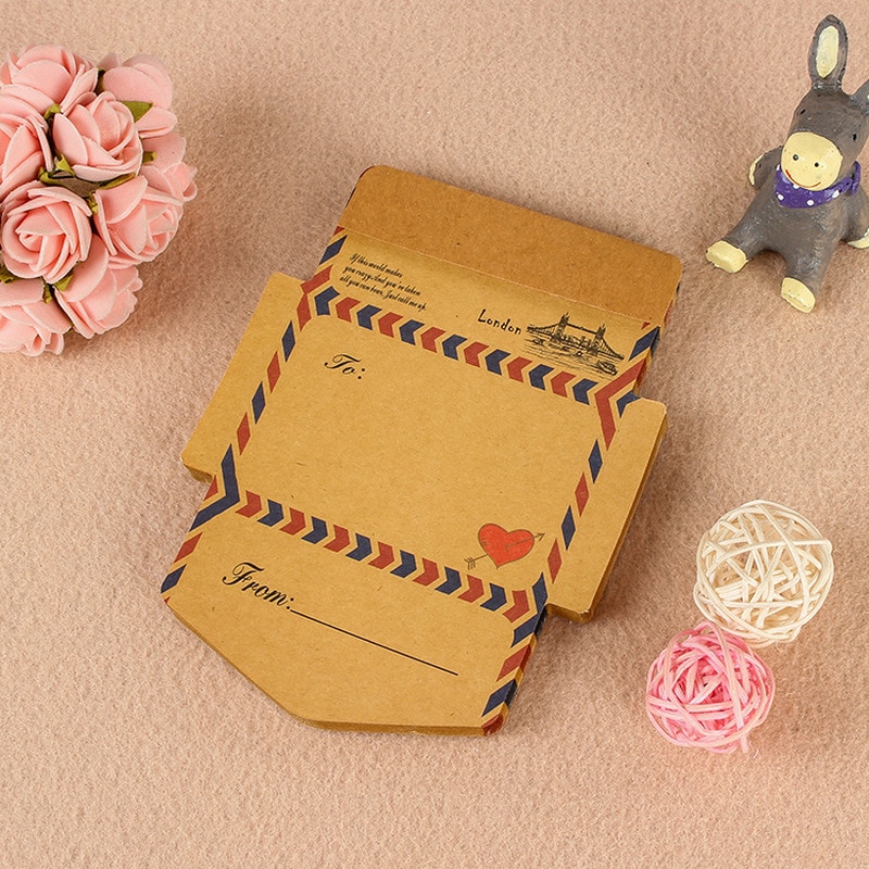 Retro Vintage Kraft Paper Envelopes Mini Cute Kawaii Memo Pad Cartoon Stationery Post Letter Envelope