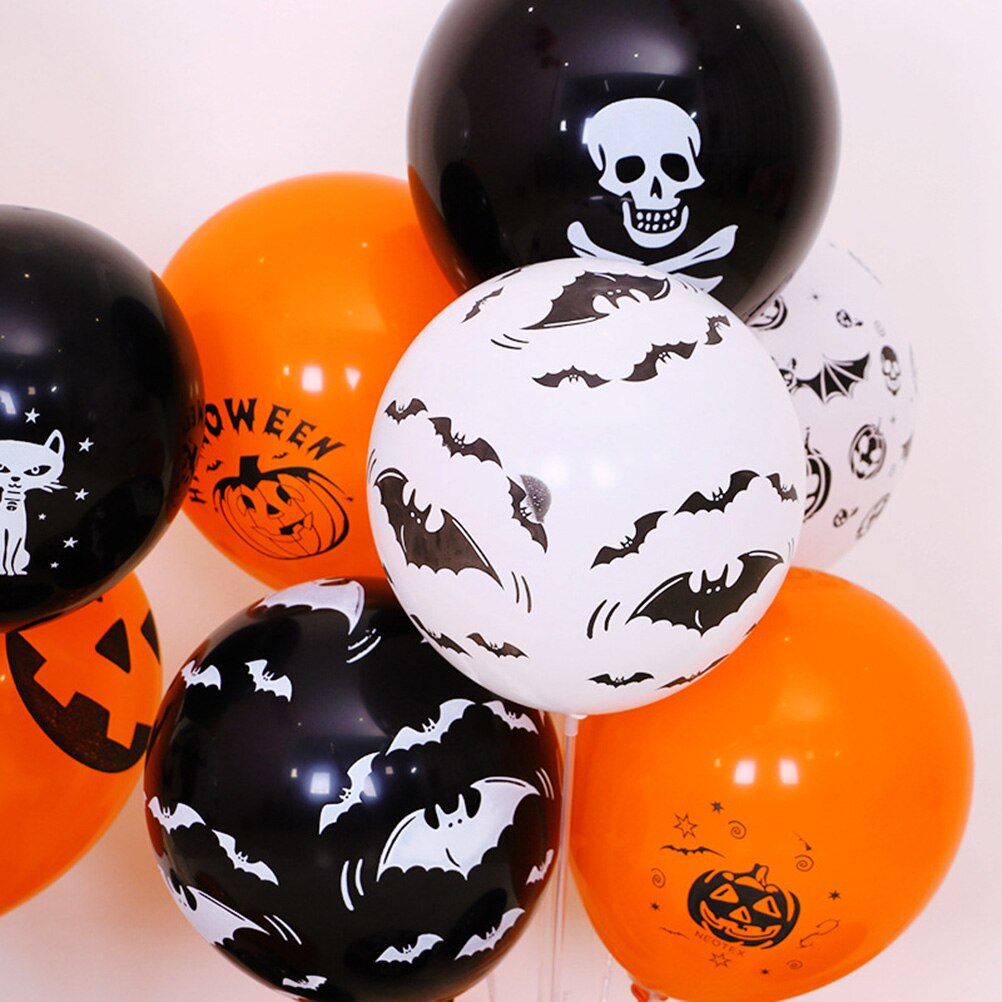 100Pcs 12 Inch Latex Ballonnen Set Halloween Spooky Pompoen Spide Skull Ballonnen Bat Gedrukt Ballonnen Halloween Party Decor