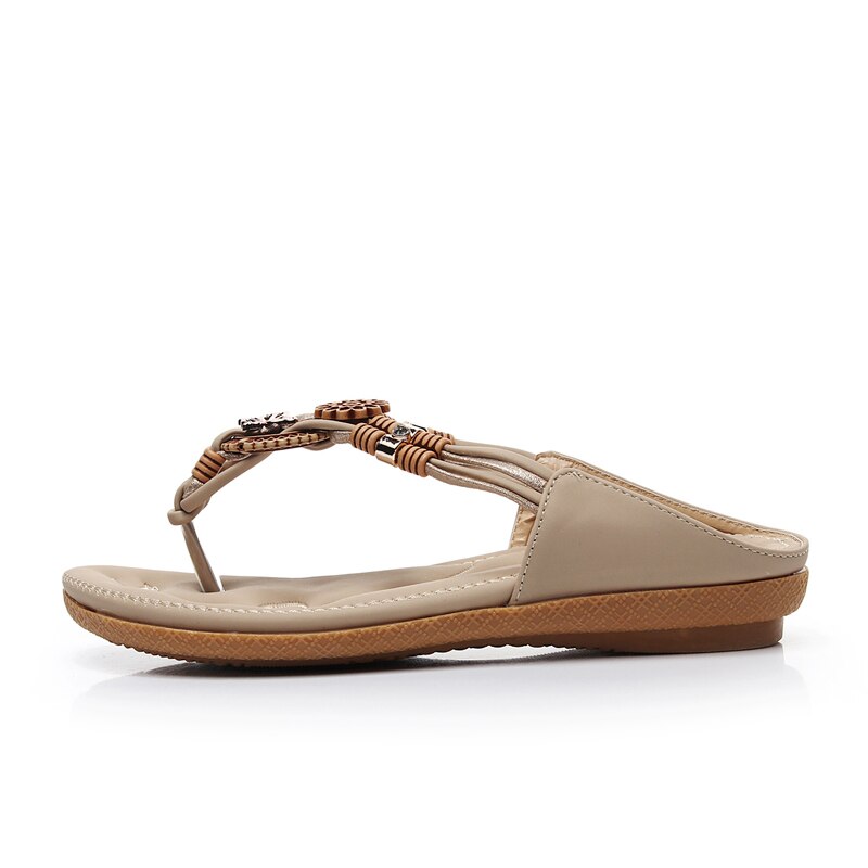 TIMETANG, Sandalias planas bohemios étnicos de verano para mujer, sandalias chanclas con cuenta para mujer, sandalias de playa de talla grande, zapatos informales 36-41