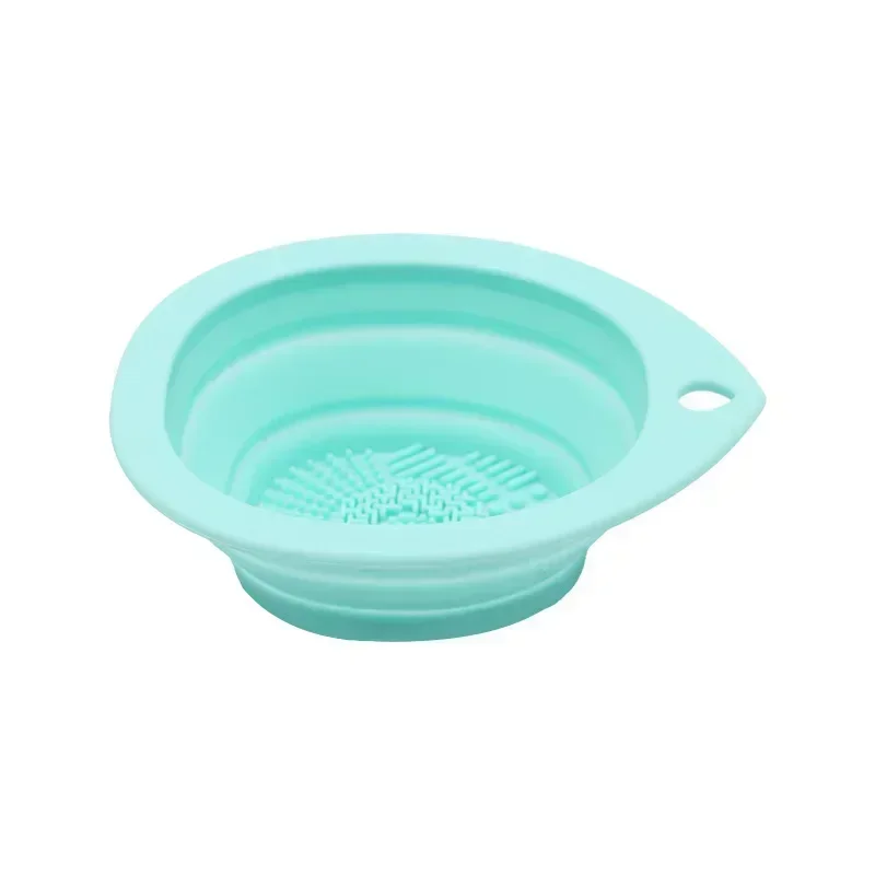 Silicone Makeup Brush Cleaner Folding Powder Puff Cleaning Bowl Eyeshadow Brushes Washing Soft Mat Beauty Tools Scrubber Box: black