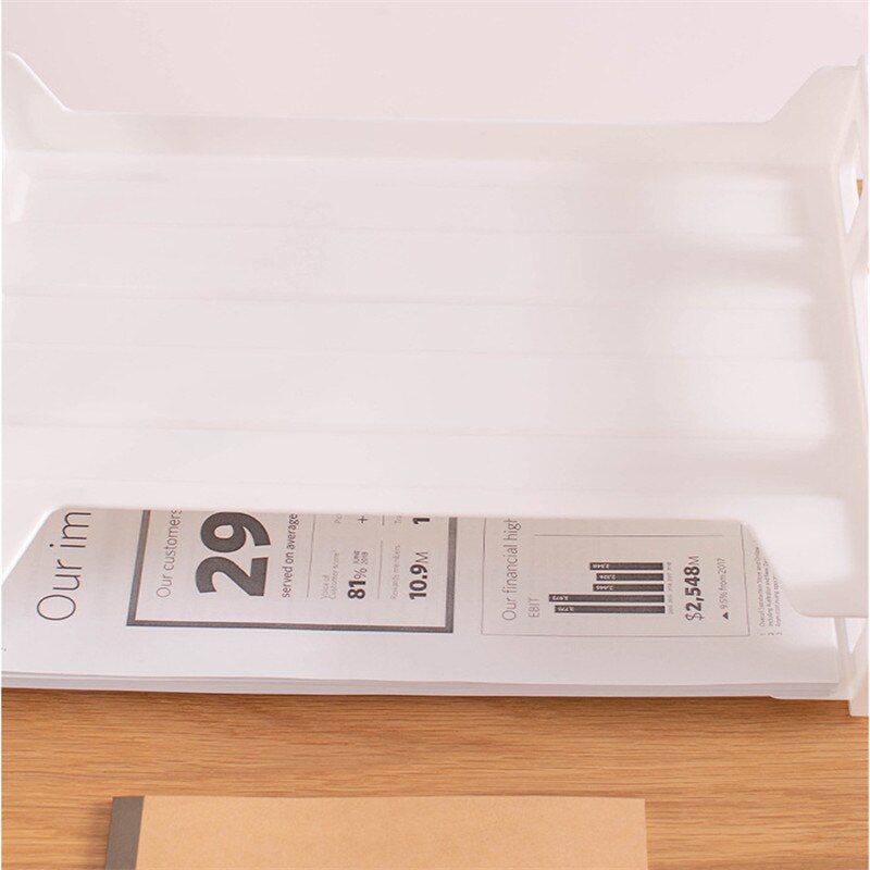 2-Layer Stacked Assemble File Holders Letter Magazine Book Stationery Desktop Storage Shelf for School Company Office Supplies