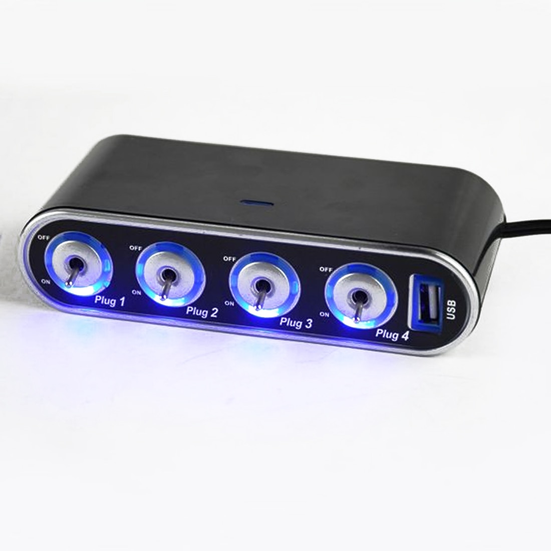 12v - 24v 4 -veis multi-socket billader kjøretøy bil bil sigarettenner stikkontakt splitter + usb-porter plugg adapter