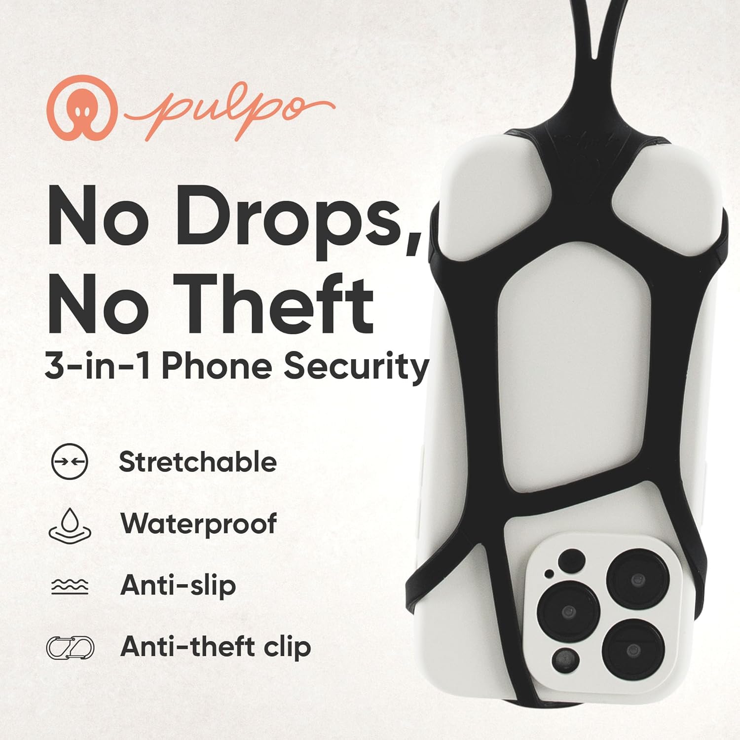 Safety Cell Phone Lanyard Fits Smartphones 6.1" to 6.8” , Lanyards for Phones, Hiking Phone Holder & Cellphone Lanyard, Silicone