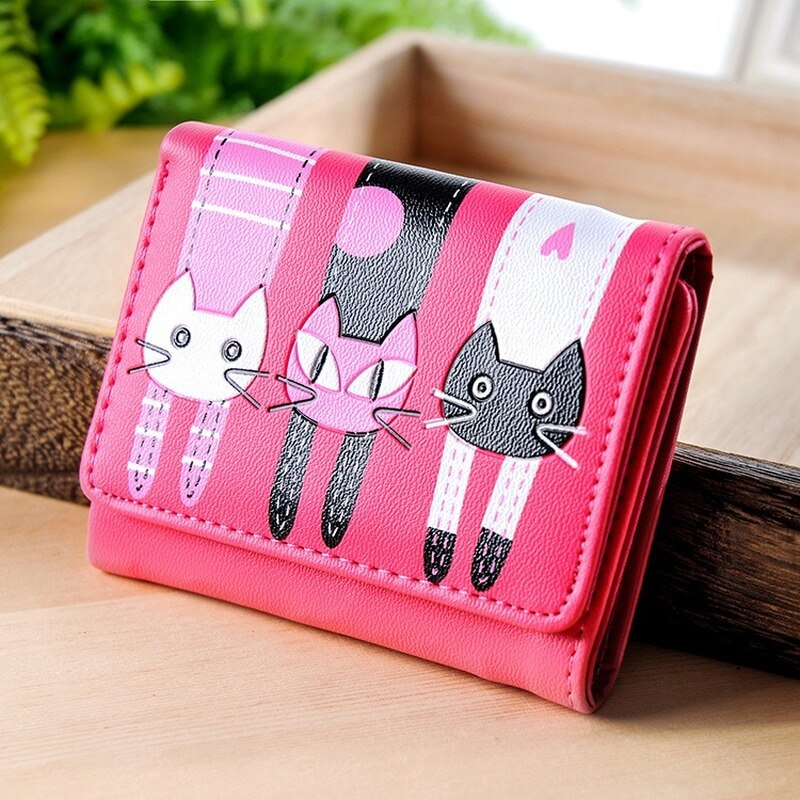 Women Cat Pattern Coin Purse Short Wallet Card Holders Handbag Women Long Clutch Wallet Large Capacity Wallets Phone Pocket Card: L20214241132-6