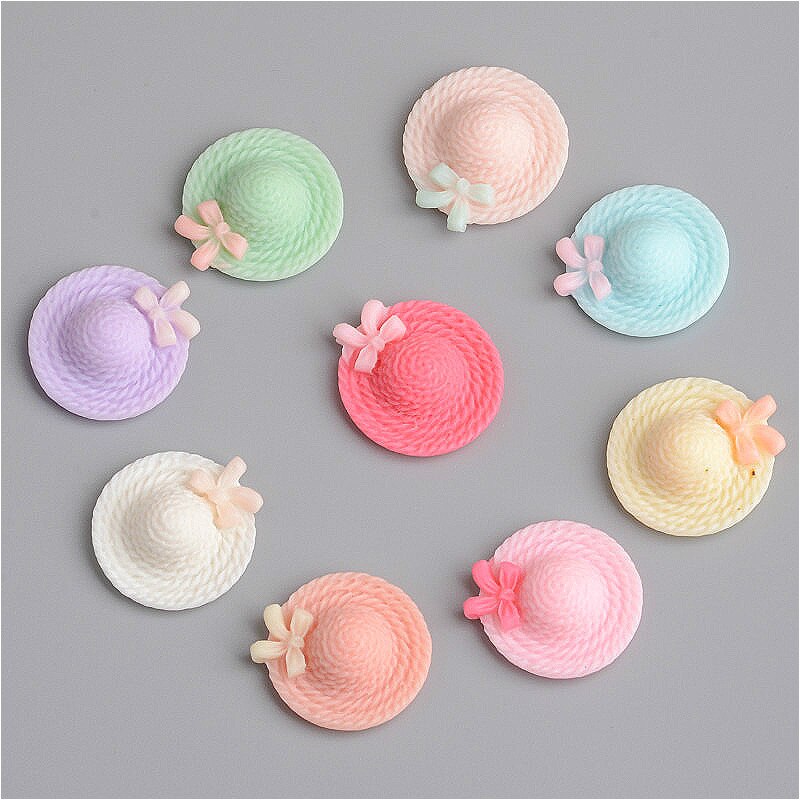 10/20/30 stuks schattige mini hoedjes met platte achterkant, harsdoppen, kleur, doe-het-zelf benodigdheden, haarspeldaccessoires, telefoonhoesje, decoratiemateriaal: 20 stuks