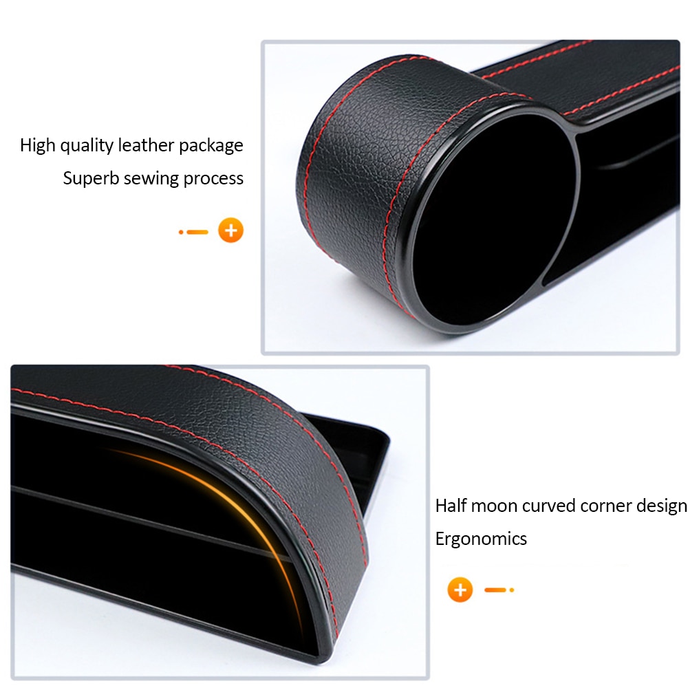 Accesorios para el coche, organizador para el asiento del coche, organizador de receptor de bolsillo con abertura en el hueco, caja de almacenamiento de cuero PU, compartimento multifuncional para el guante