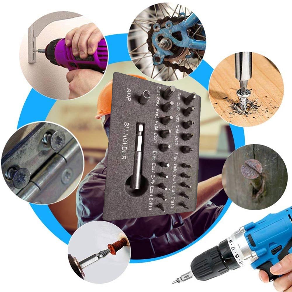 22 Stks/set Beschadigd Stripped Schroef Extractor Set Voor Gebroken Schroef, all-Purpose Hss Gebroken Bout Extractor Schroef Remover Set