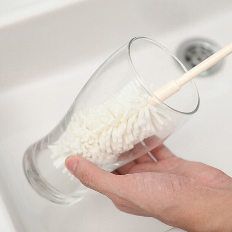 Escova e esponja de vidro para limpeza de copos, ferramenta de cozinha com cabo longo de 39.5cm