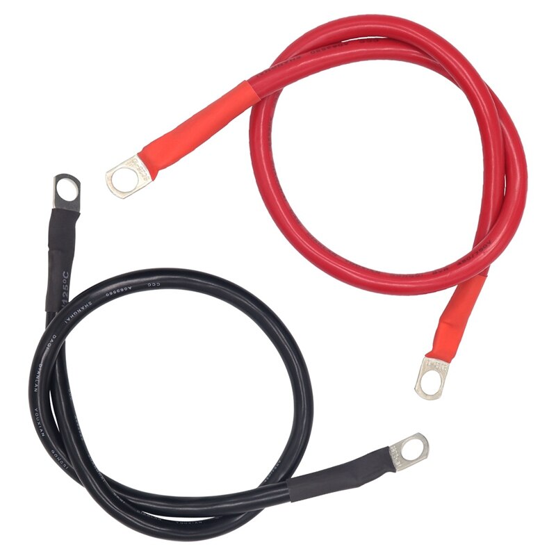 2 Foot 4 AWG Battery Cable Wire with 3/8 inch Ring Terminals Universal for Car Marine Boat ATV Lawn Mower