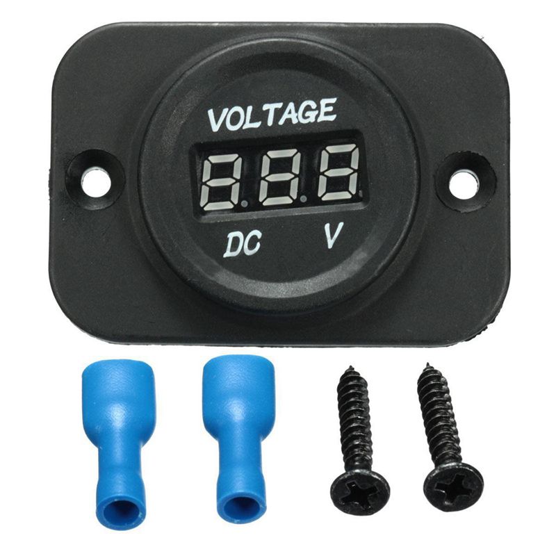 12 V-24 V Waterdichte Auto Motorfiets Led Digitale Display Voltmeter Voltage Meter Zwart