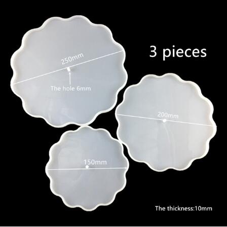 Bandeja grande molde de silicone doce casa artista fluido fazendo 3 camada irregular redondo coaster quadrado resina cola epoxy moldes fontes da arte