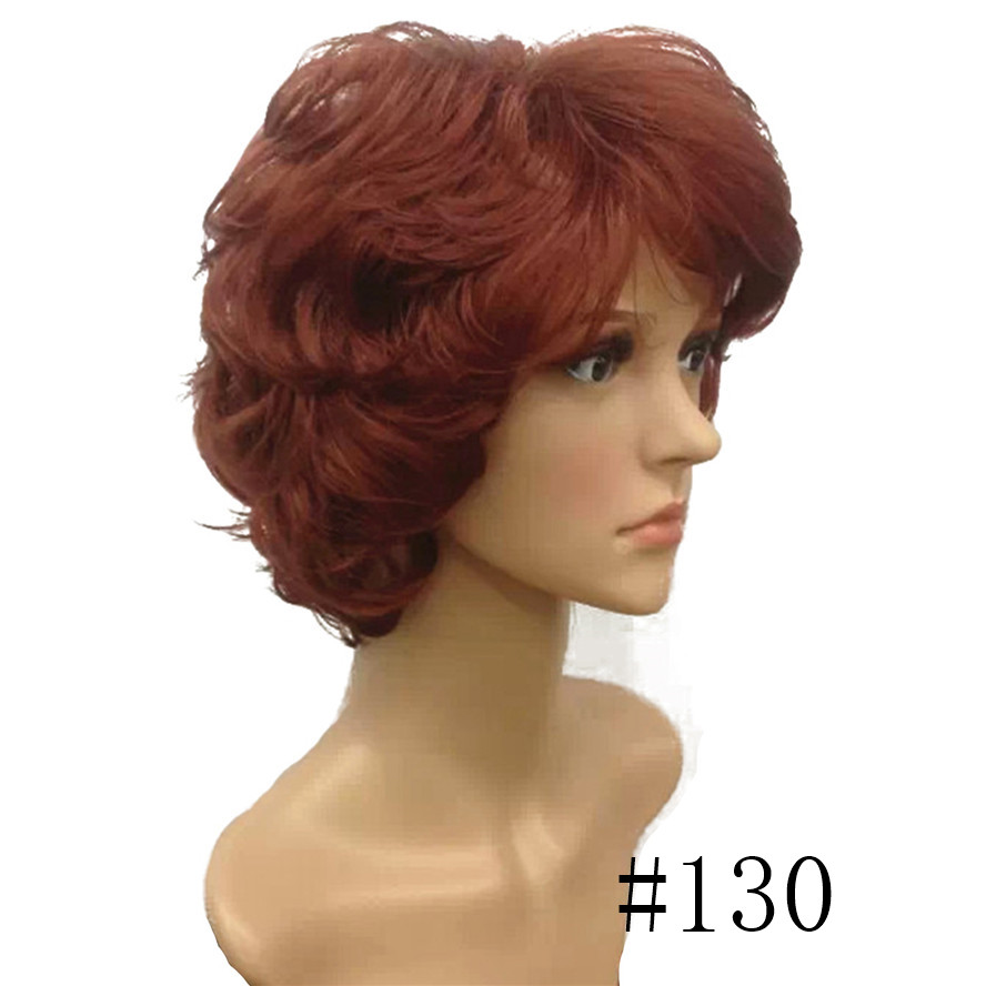 Strongbeauty damperuker svart/brun naturligt kort lockigt hår syntetisk hel peruk 18 färg: #130