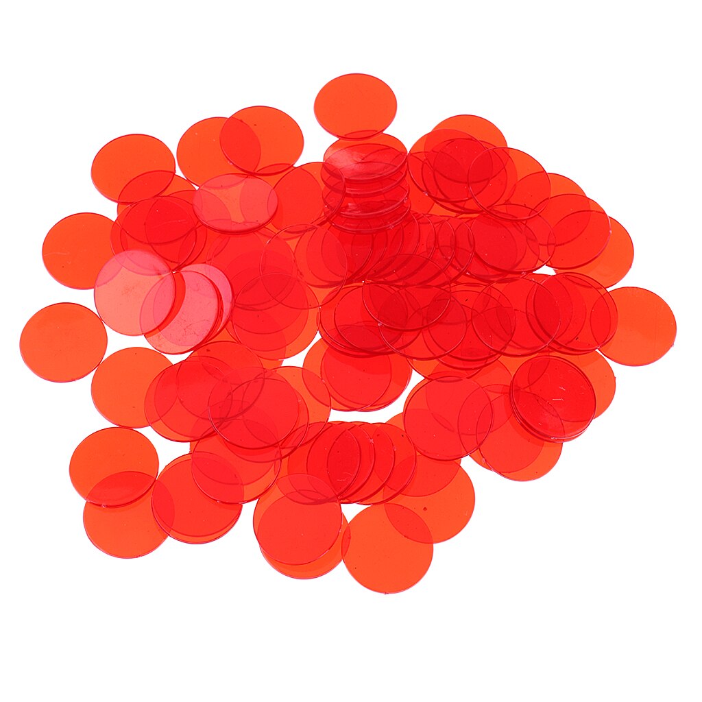 Jetons de jeu de loto Transparent, accessoires de jeu, marqueurs en plastique, compteur de couleur, 100 pièces: Red