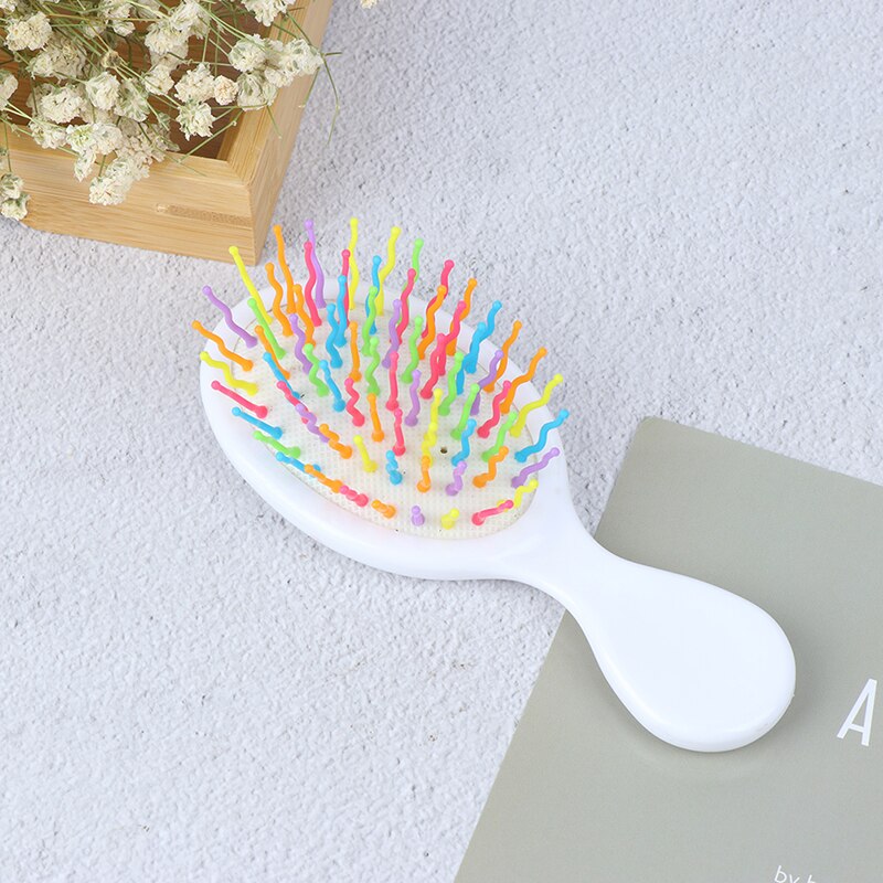 Peine de pelo para bebés y niñas, cepillo de pelo de plástico de Color caramelo, viaje portátil, cómodo, masajeador de cabeza, peines