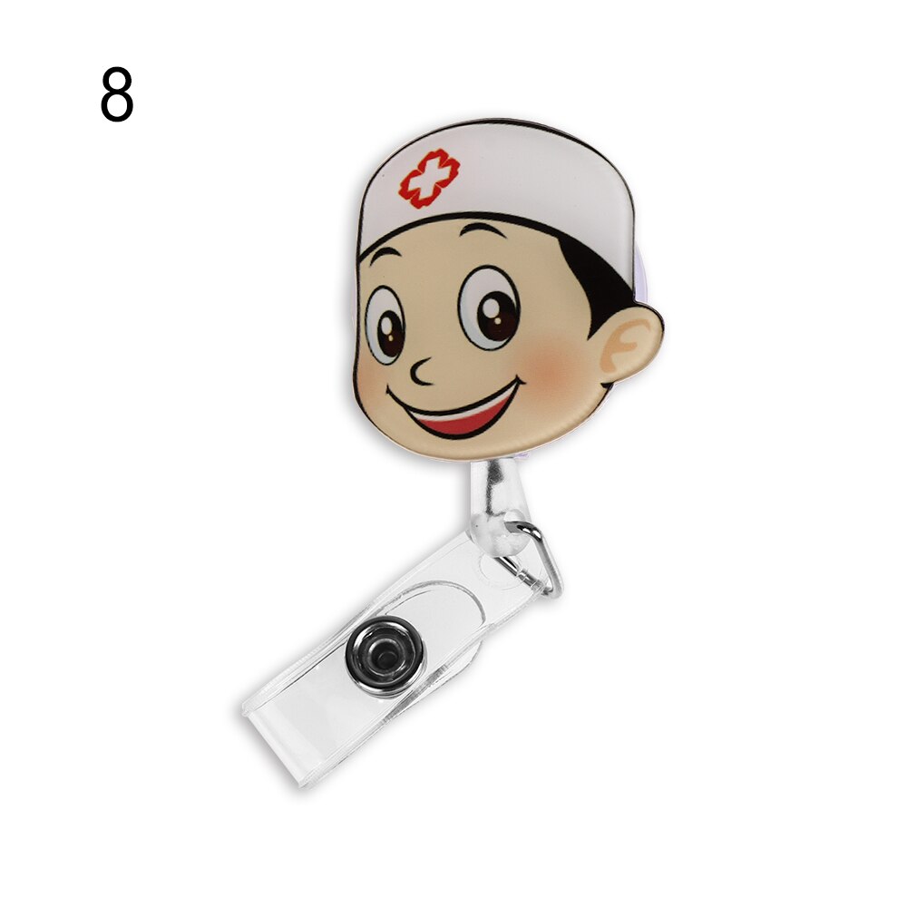 Una unidad de Mini insignia retráctil de dibujos animados, cordón para el carrete de Clip de enfermera, Tarjeta De Nombre de identificación, soporte, Clip, patrón de estudiante, insignia de enfermera, Clip: 8