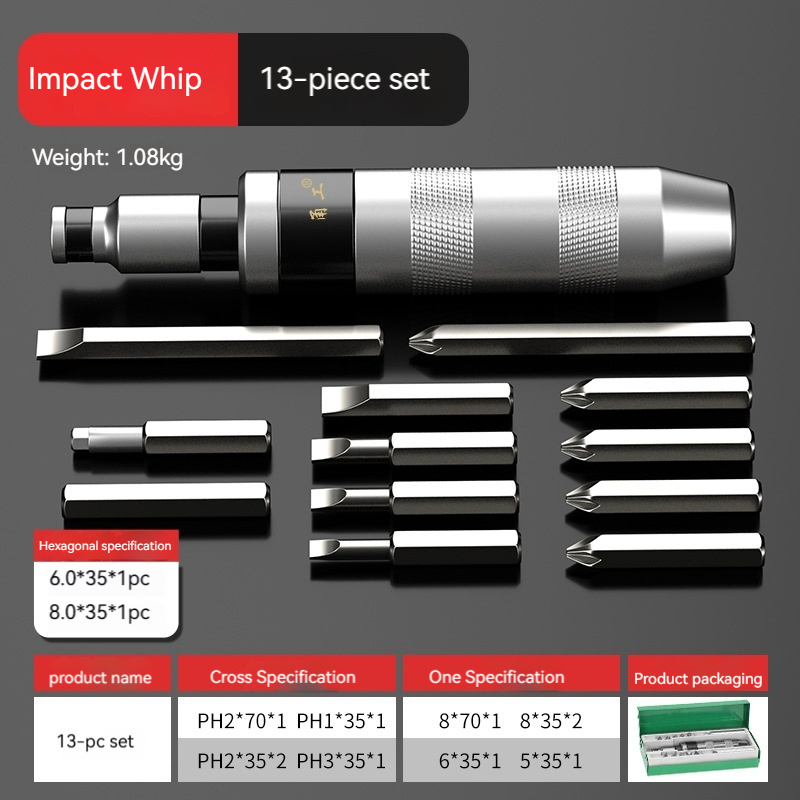7/13 PCS Impact Screwdriver Hand Manual Reversible Impact Driver Set Durable Remove Disengage Rusted Fasteners Or Frozen Bolts: Rose