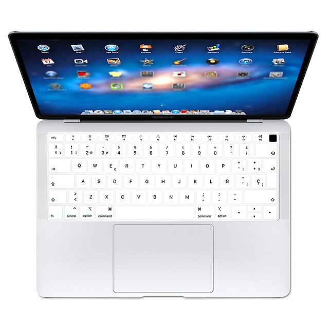 Spanish EU Teclado Keyboard Protector Cover Protective Skin For Apple MacBook Air 13 13.3 Inch A1932 Touch Fingerprint: White
