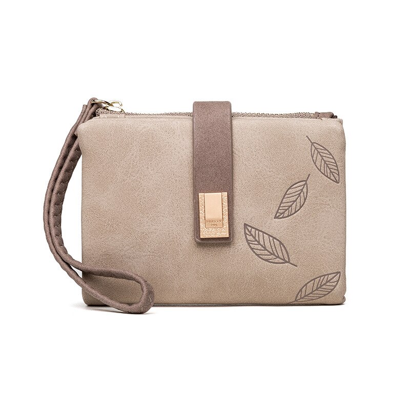 Matte Pu Leather Women Wallet Small Zipper Coin Purse Short Ladies Wallet Wristlet Women Purse Female Coin Pocket Card Holders: Khaki