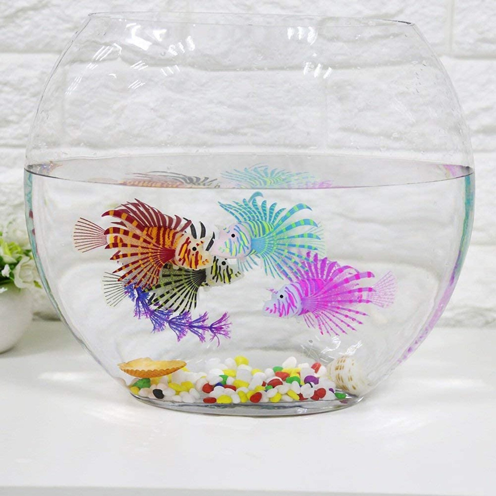 Aquarium Artificial Luminous Lionfish Fish Tank Aquatic Landscape Silicone Jellyfish Fish Glow In Dark Underwater Ornament