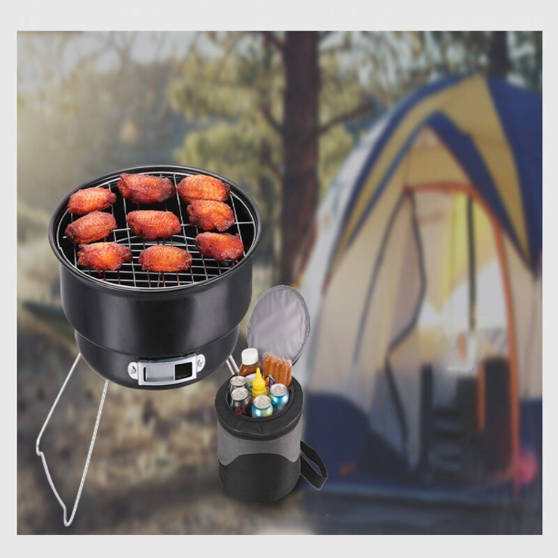 Round Charcoal Barbecue Grill Stainless Steel Non-stick Barbecue Tray Grills Portable Charcoal Stove For Outdoor Camping Grills