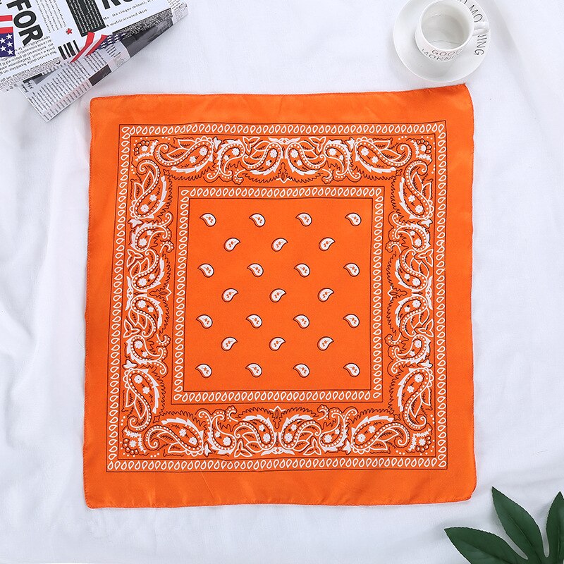 Bandana fazzoletto Unisex Hip Hop nero Paisley collo sciarpa sport copricapo polso avvolge testa sciarpe quadrate stampa fazzoletto: Arancione