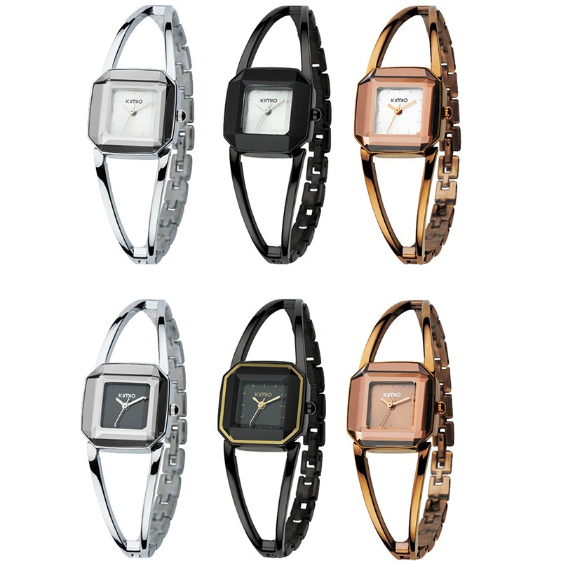Luksusowe KIMIO damskie bransoletki z zegarkiem proste zegarki damskie ze stali nierdzewnej wodoodporny zegarek sukienka montre femme reloj mujer 2016