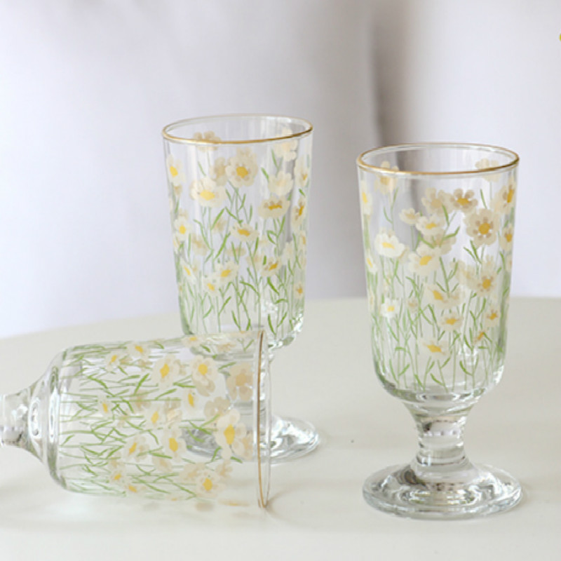 4 stiler klassisk kjærlighet som bærer 280ml vinglass kopp måke kort fot kopp krysantemum planter whisky vodka smak glass sett