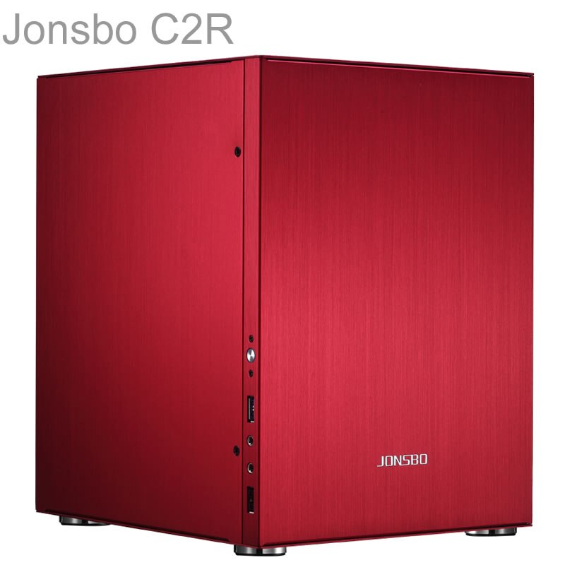 Jonsbo C2-Mini PC de bureau, boîtier de HTPC, en alliage d'aluminium, USB 3.0, noir ou rouge, offre spéciale