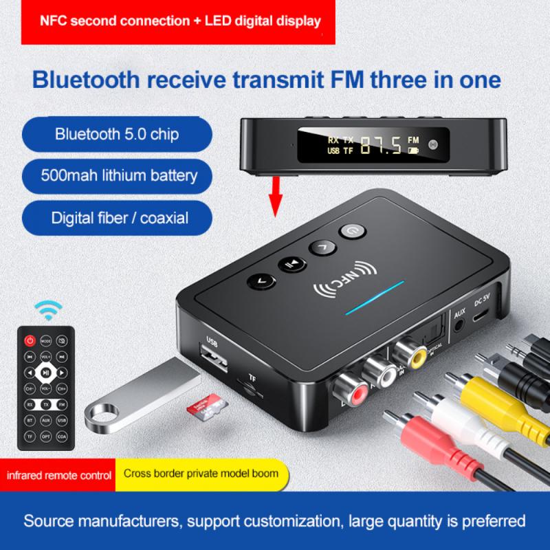Bluetooth 5.0 Receiver Transmitter FM Stereo AUX 3.5mm Jack RCA Optical Wireless NFC Bluetooth Audio Adapter For TV PC Headphone