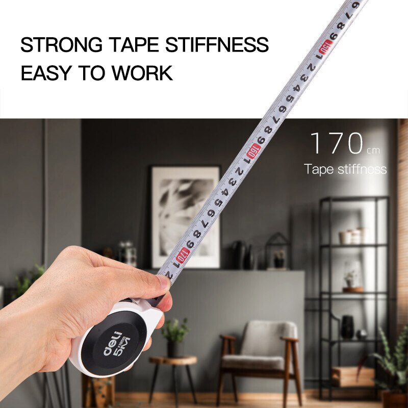DELI 3M/5M High Precision Steel Measurement Tape System Auto Lock Tape Measure Retractable Measuring Tool