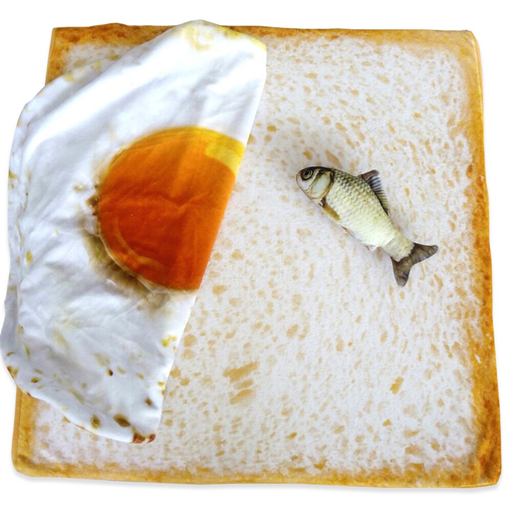 Gato cómoda para cama de perro para dormir, manta de franela suave y cálida para gatos, pan tostado y huevo escalfado, funda de alfombrilla estampada para mascotas, 1 Uds.