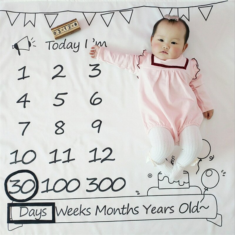 Baby baby milepæl teppe foto fotografering prop tepper bakgrunn klut kalender bebe gutt jente foto tilbehør 100 x 100cm: Ef -08