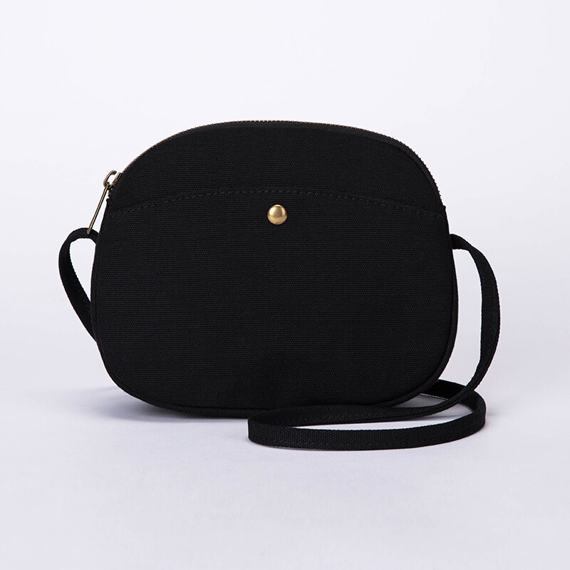 Bolsa de lona casual chique bolsa de ombro ins slung coreano mini concha bolsa feminina: Black