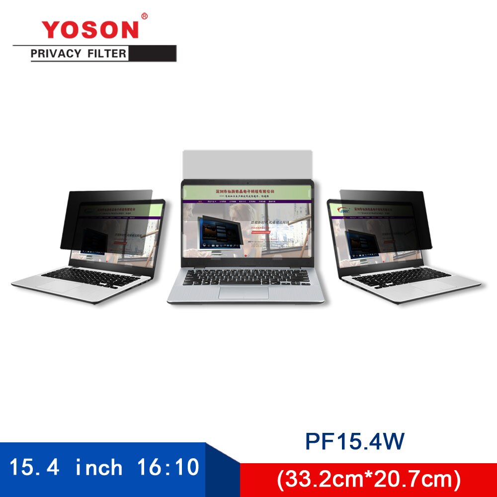 Yoson 15.4 tommer widescreen 16:10 notebook-computer privatlivsfilter / anti-peep-film / anti-refleksionsfilm / anti-skærm