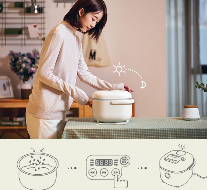 Bear small household Rice Cooker 2L Mini Smart Appointment Timer Multi-function Spherical Thick Kettle Liner DFB-B20A1 soup 220V