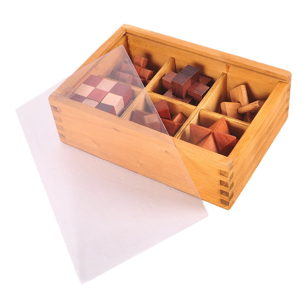 1 einstellen/6 Stück Luban Schloss Holz Spielzeug Aus Holz Intelligenz Spielzeug IQ Gehirn Teaser