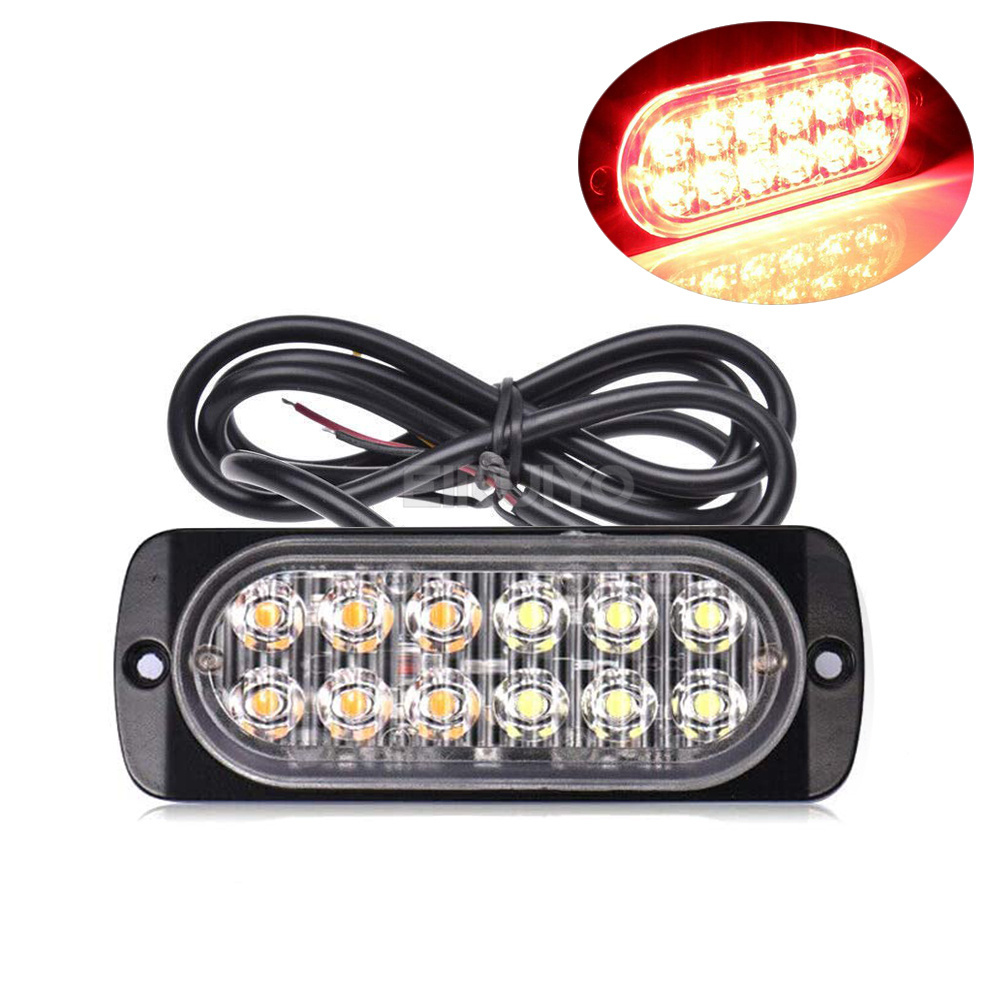12 LED Strobe Lights Emergency Flashing Beacon Warning Light 12V 24V Stroboscopes For Auto DRL Car Truck Police Amber Red Blue: Warm White
