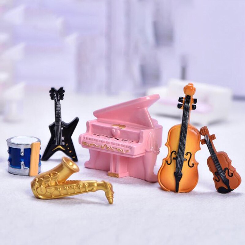 Miniature Music Instrument Resin Mini Violin Dollhouse Decorative Ornaments Crafts DIY Home Music House Bar Furniture Toys