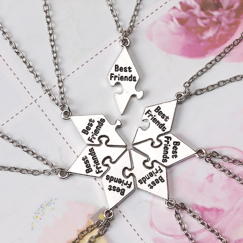 Ensemble de 7 pièces de collier pour meilleur ami, sœurs, bon ami, pendentif d'amitié, mot, bijoux pour dames, ,