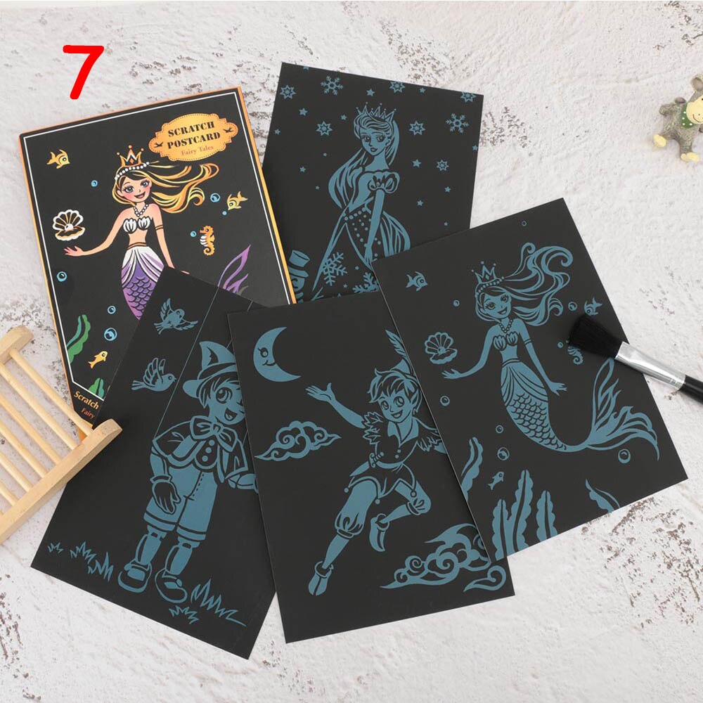 4pcs/lot Magic Scratch Painting Kids DIY Painting Art Doodling Drawing Toys Crafts for Children Black Cardboard Graffiti Card: 7